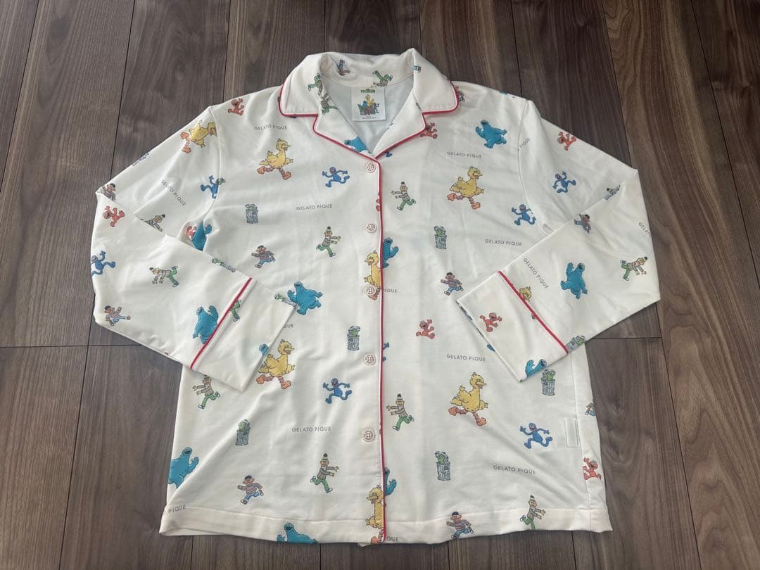 ジェラピケ セサミストリート 総柄 シャツ ロングパンツ パジャマ ルームウェア