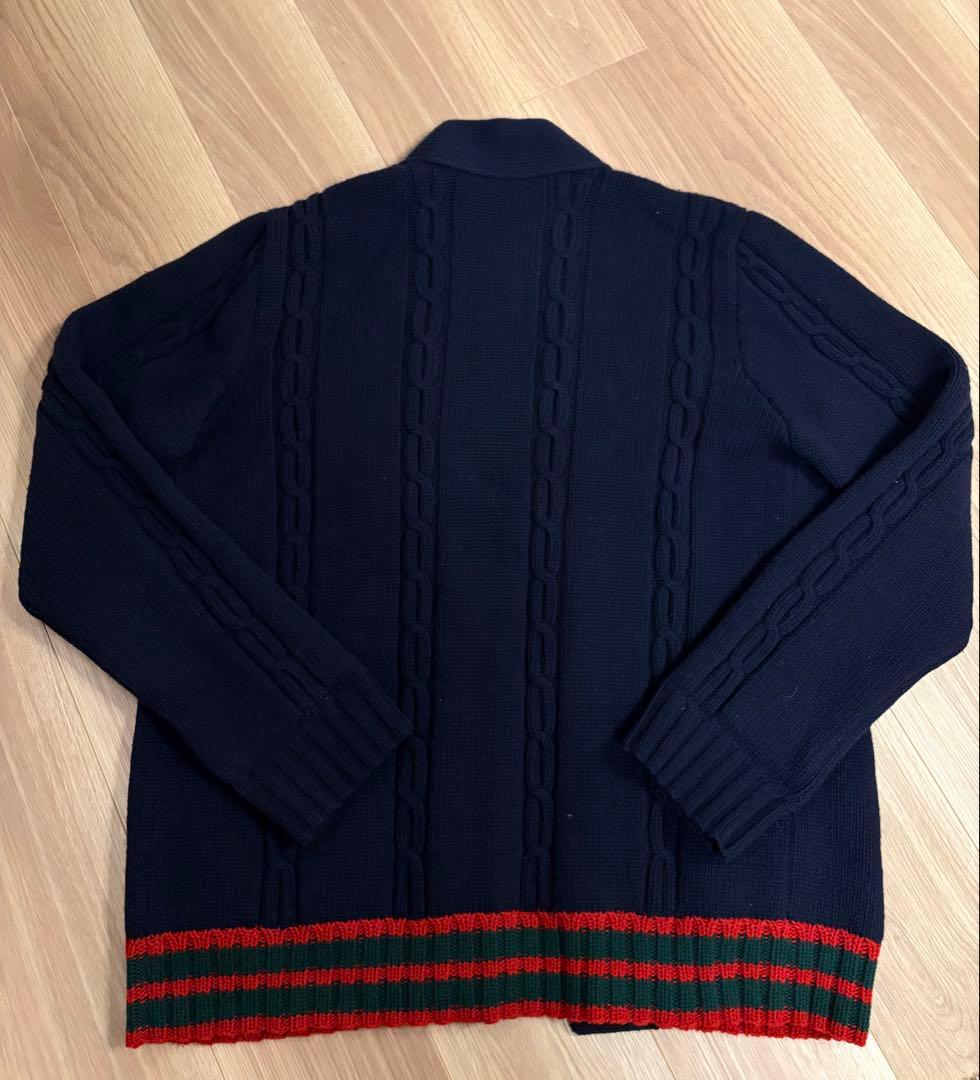 GUCCI ネイビー ケーブル編みカーディガン