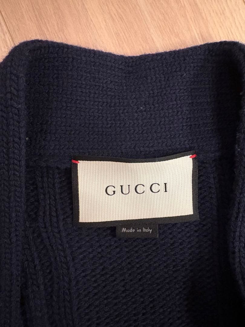 GUCCI ネイビー ケーブル編みカーディガン
