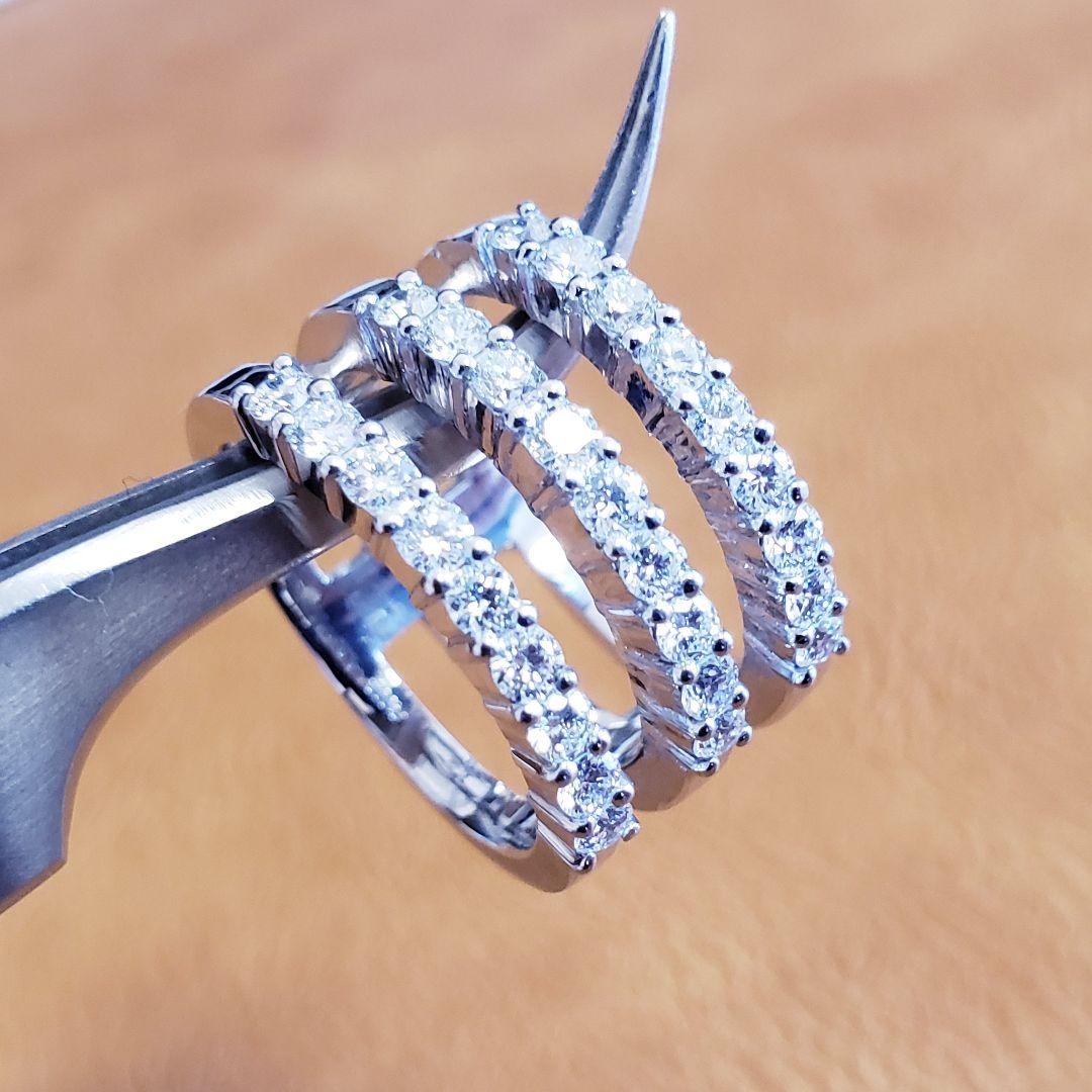 プラチナ　ダイヤモンド　3連リング　11号