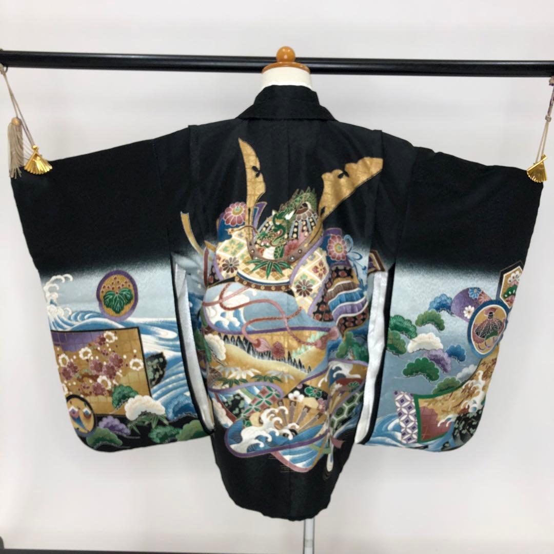 七五三★男児　羽織　着物★3歳 4歳 5歳★黒★中古★古典★　 u-300