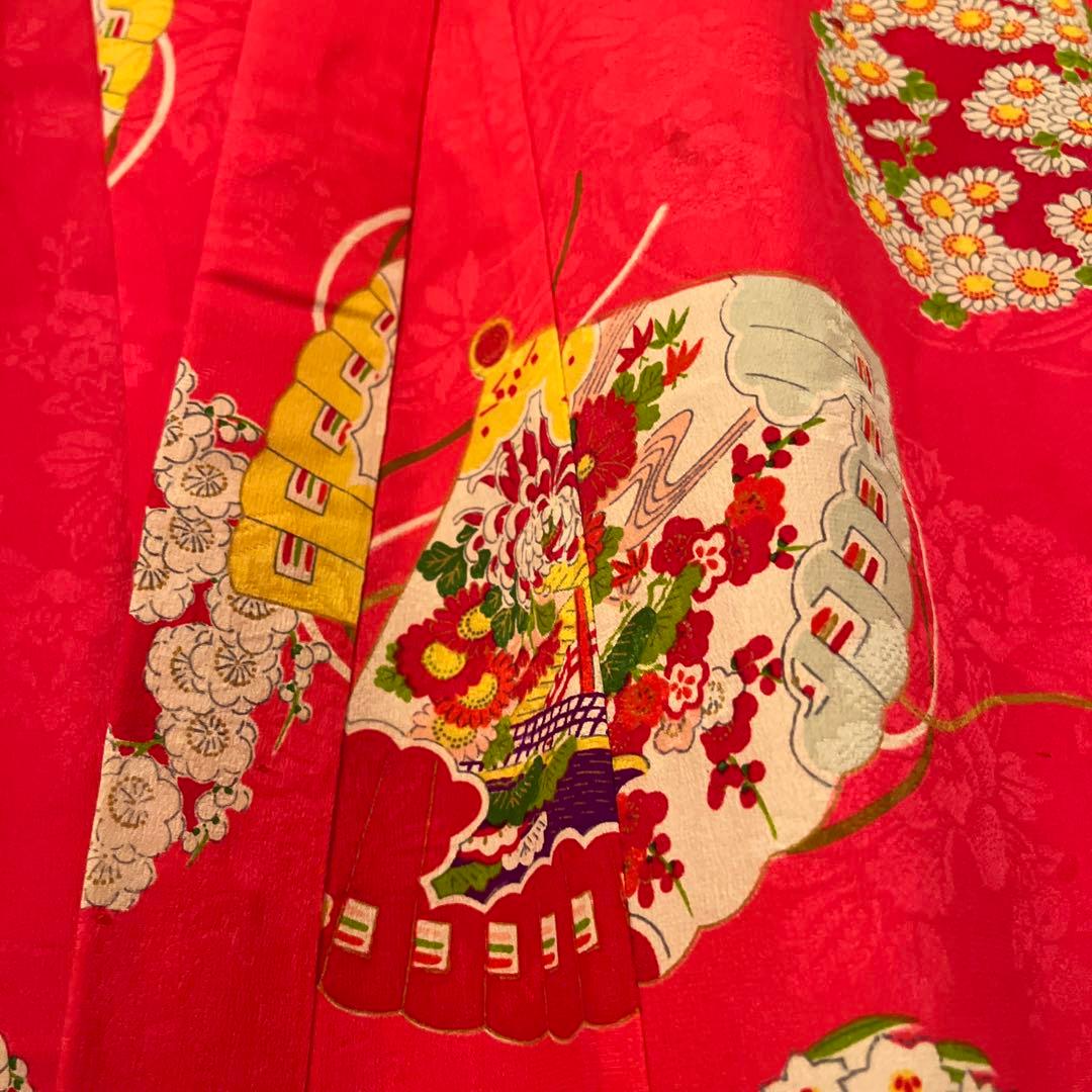 大正ロマン　アンティーク着物　花づくし　七五三