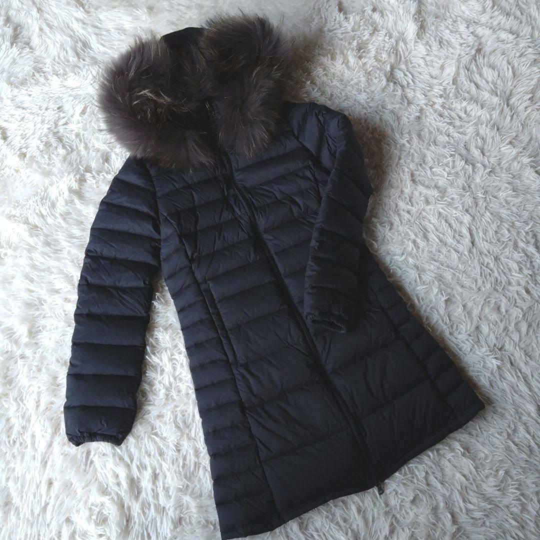 美品✨デュベティカ　ネイビー40　オチロエトレ 　マット　ファーフード