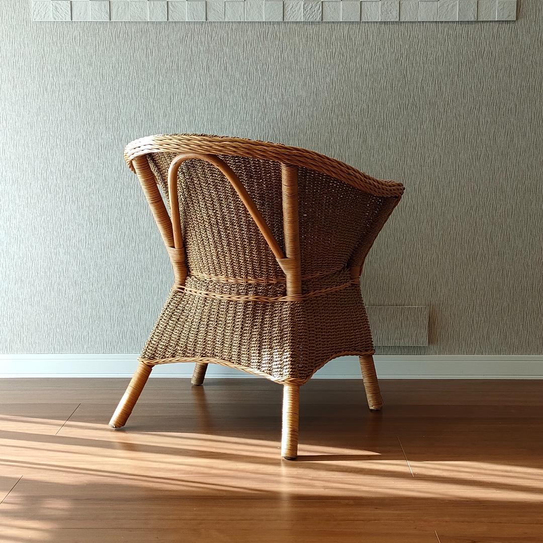 〈美品〉ラタン　テーブル・チェア2脚　3点セット　アームチェア