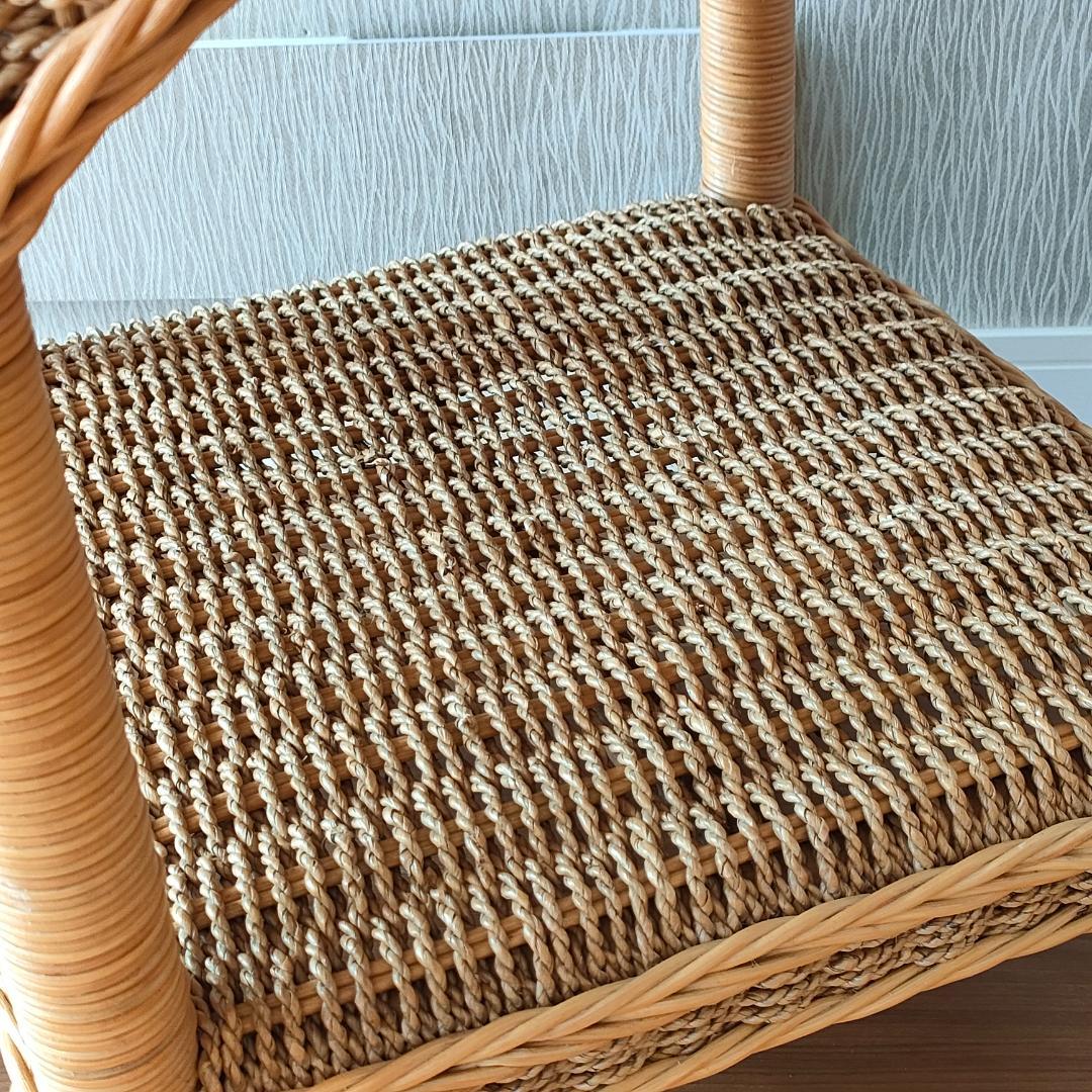 〈美品〉ラタン　テーブル・チェア2脚　3点セット　アームチェア