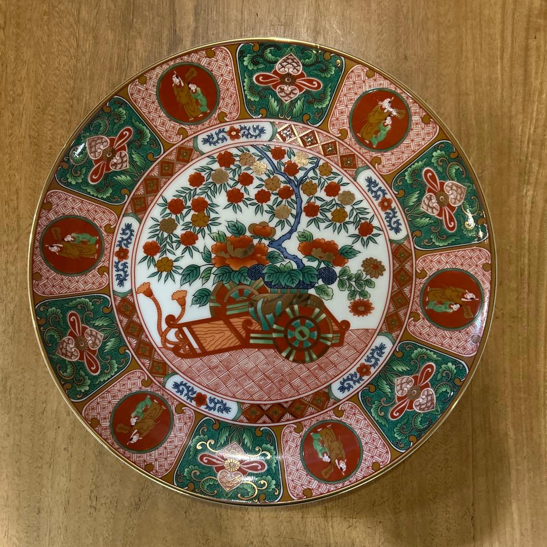 有田焼　古伊万里　裏面春画飾皿　赤絵　大皿