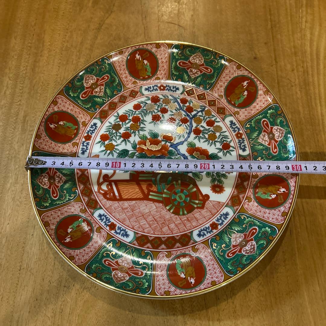 有田焼　古伊万里　裏面春画飾皿　赤絵　大皿