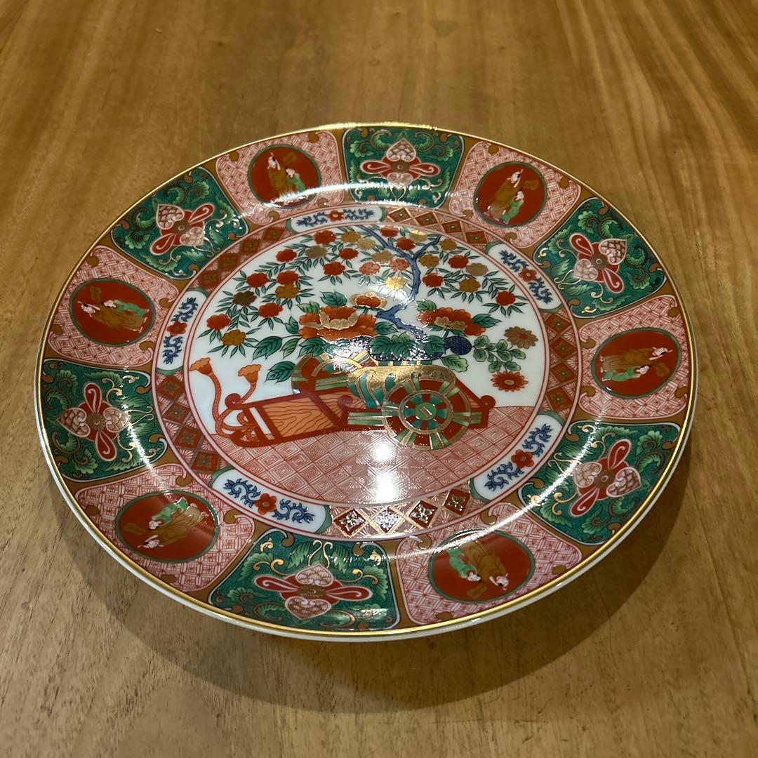 有田焼　古伊万里　裏面春画飾皿　赤絵　大皿