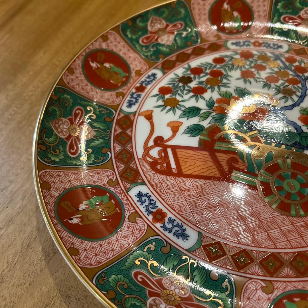 有田焼　古伊万里　裏面春画飾皿　赤絵　大皿