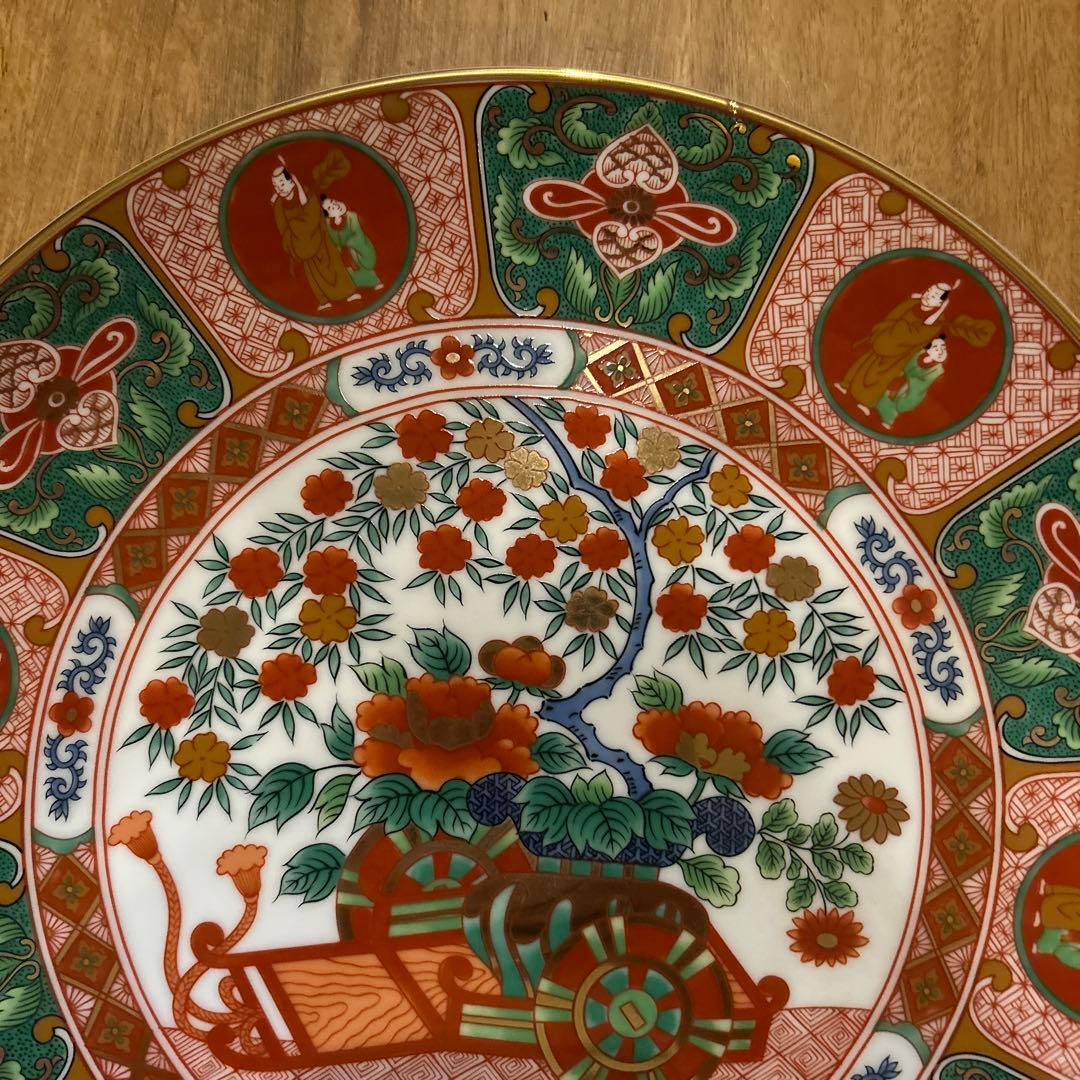 有田焼　古伊万里　裏面春画飾皿　赤絵　大皿