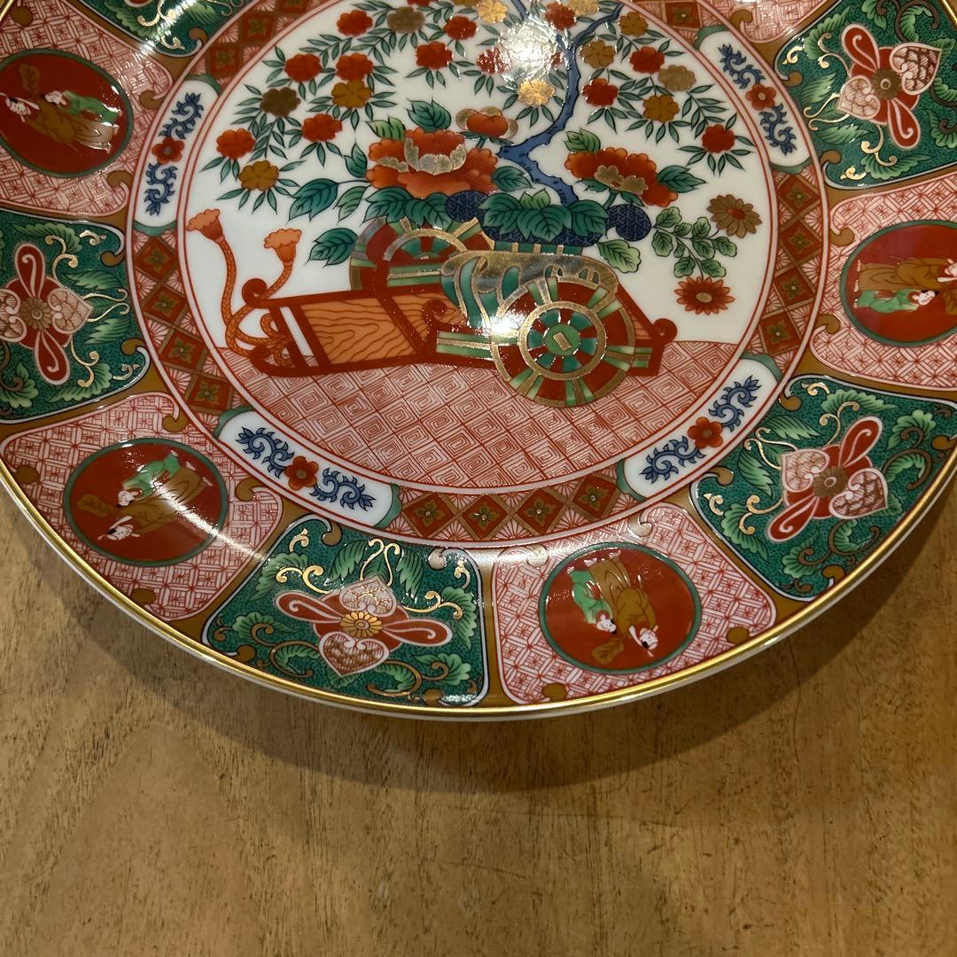 有田焼　古伊万里　裏面春画飾皿　赤絵　大皿