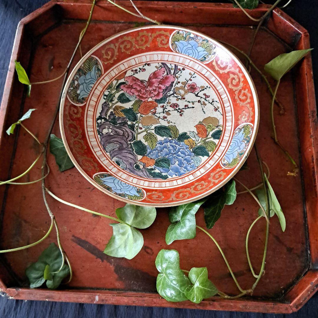 「華やかに、九谷の皿を食卓に」 九谷焼色絵皿(直径21cm) 2客セット 骨董ア
