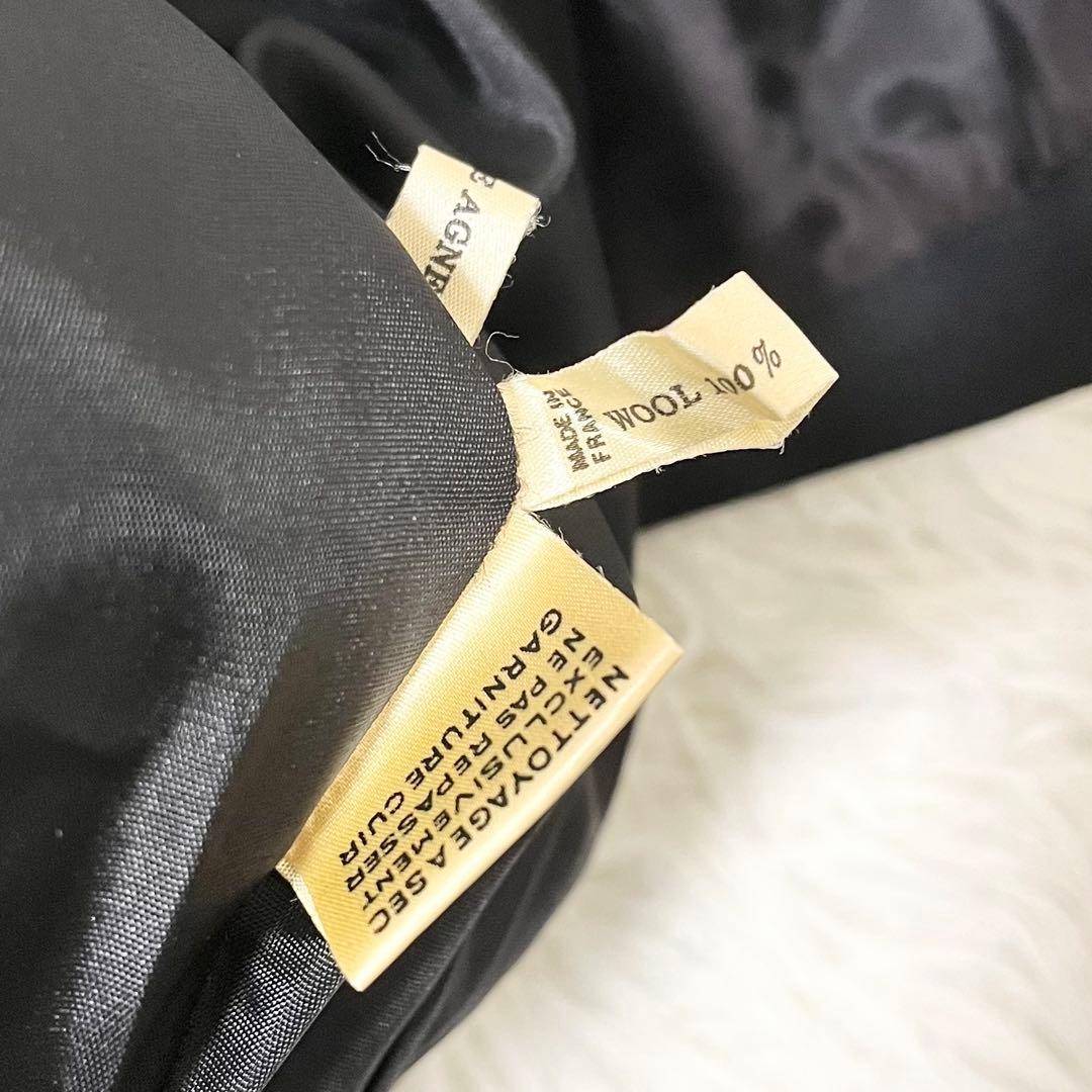 ✨希少✨HERMES エルメス　ロングスカート　膝下　ウール　レザー　黒　38