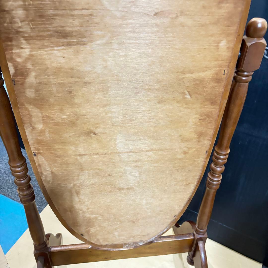 アンティーク 木製オーバルスタンドミラー レトロ