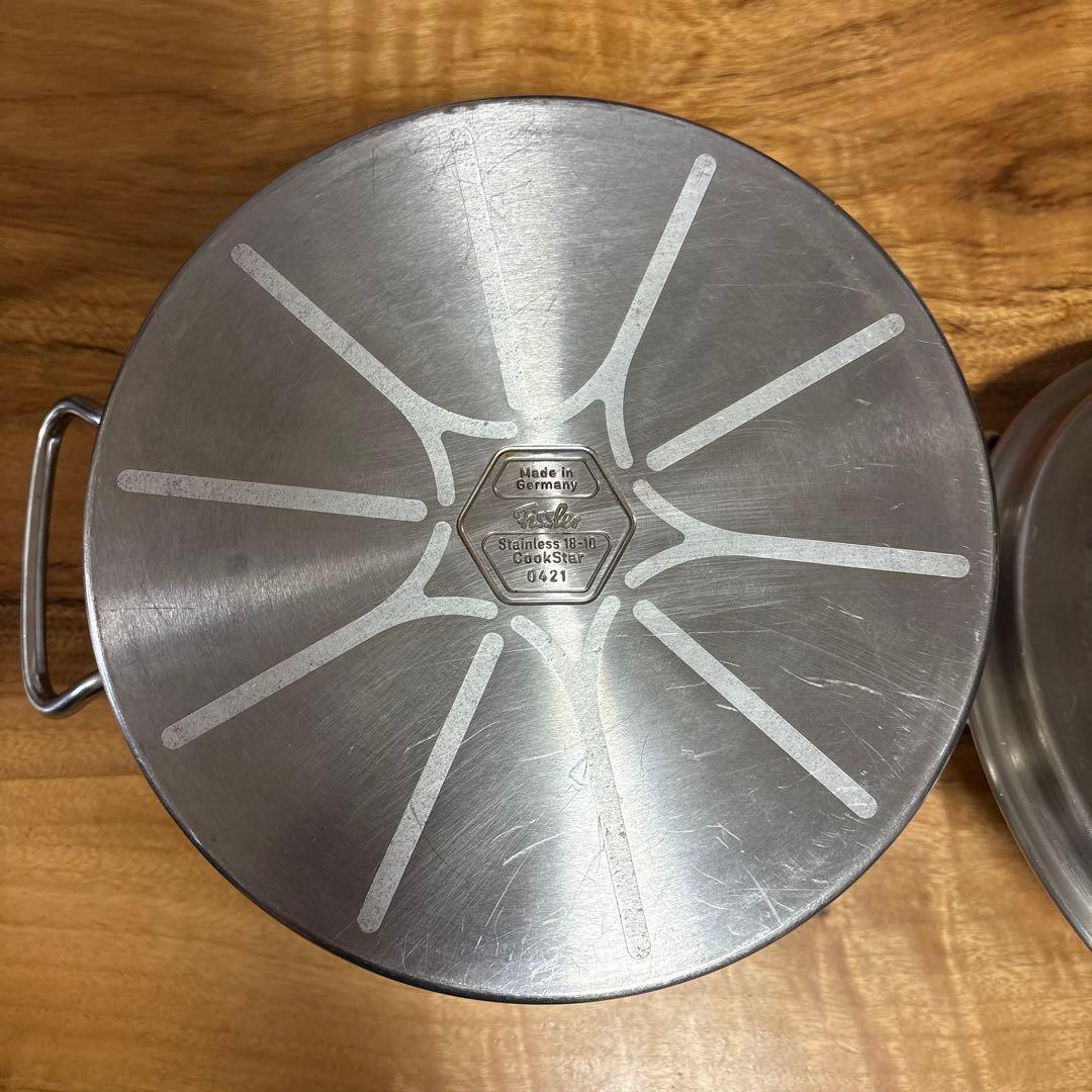 フィスラー 24 旧プロコレクション　ステンレス製 両手鍋 蓋付き
