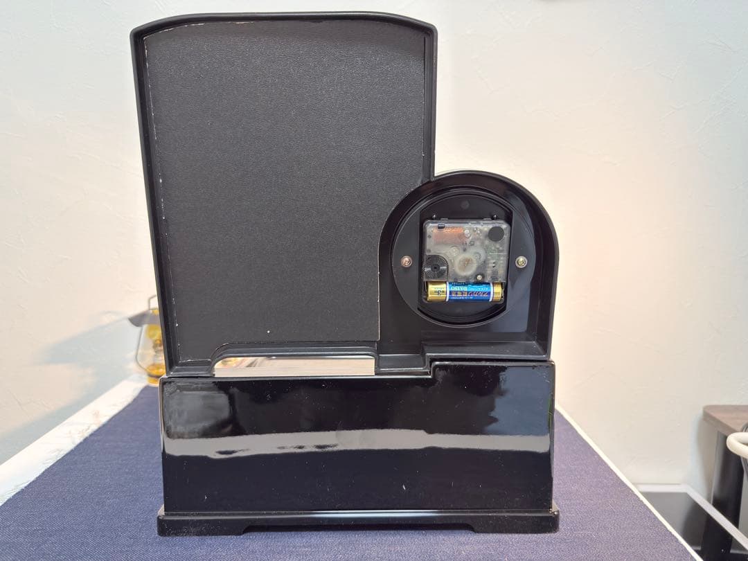 【未開封/動作OK】超希少 昭和レトロ 電話台 オルゴール付時計 漆器風 当時物