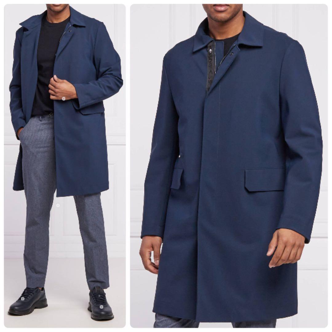 【美品】HUGO BOSS ネイビー ステンカラーコート ヒューゴボス　52