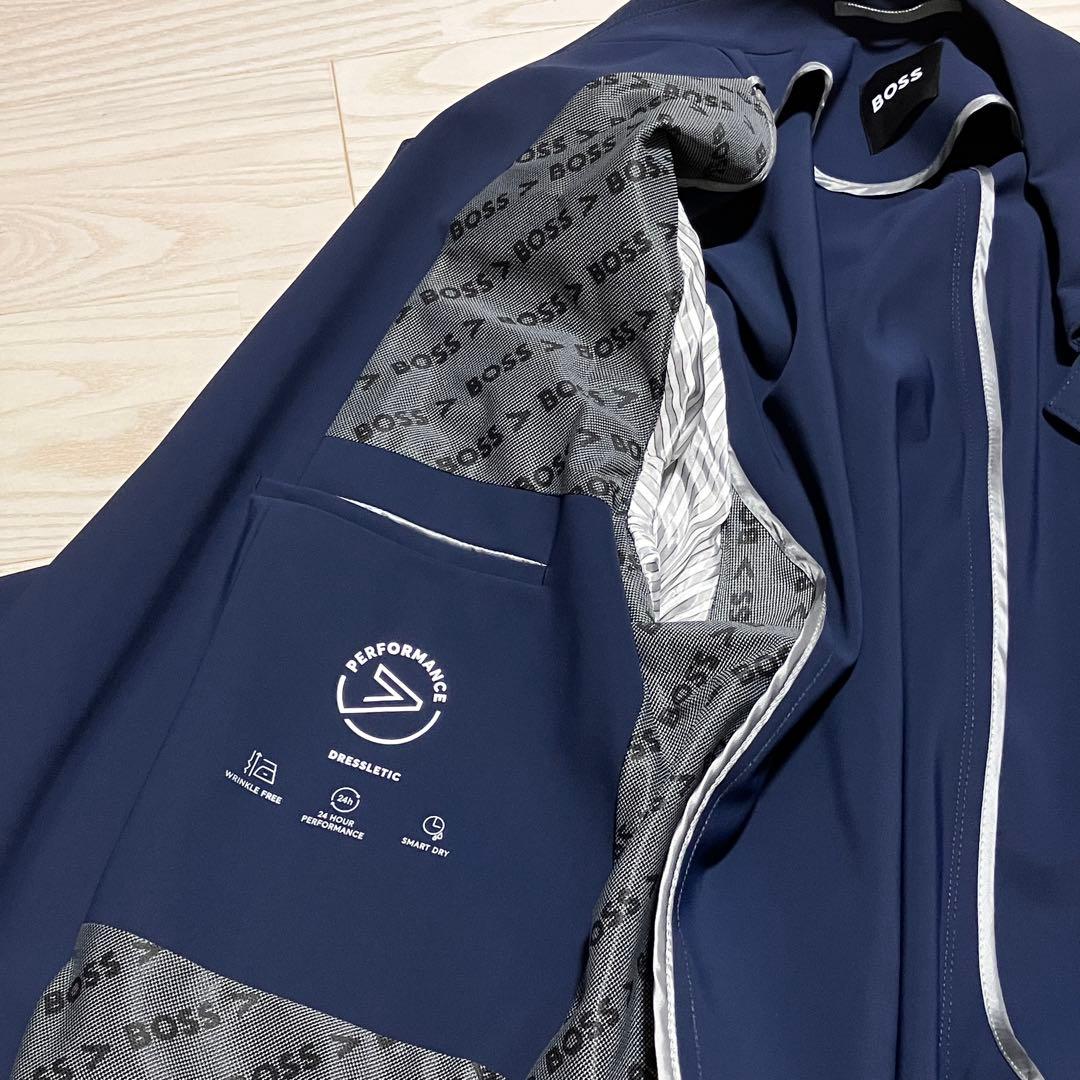 【美品】HUGO BOSS ネイビー ステンカラーコート ヒューゴボス　52