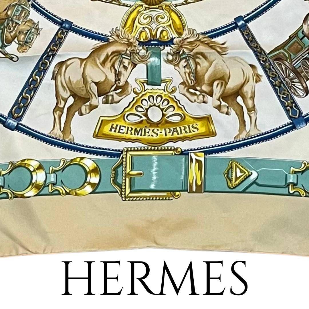 HERMESエルメスカレ90Chevaux de Trait馬柄 美品タグあり