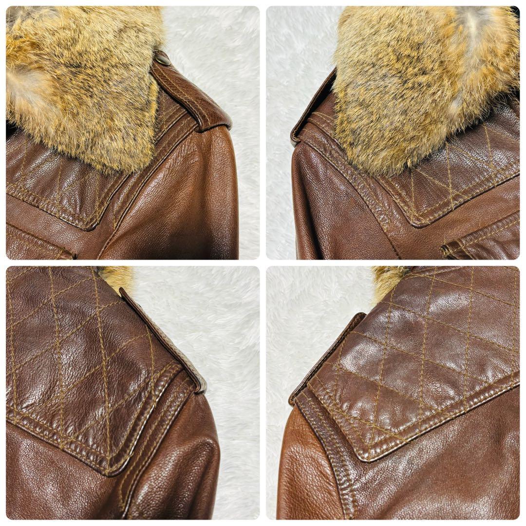 希少 HALB レザージャケット ゴートレザー ファー ブラウン ライダース