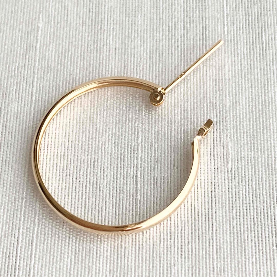 18金【2×20mm 甲丸フープピアス】イエローゴールド K18刻印入 新品！