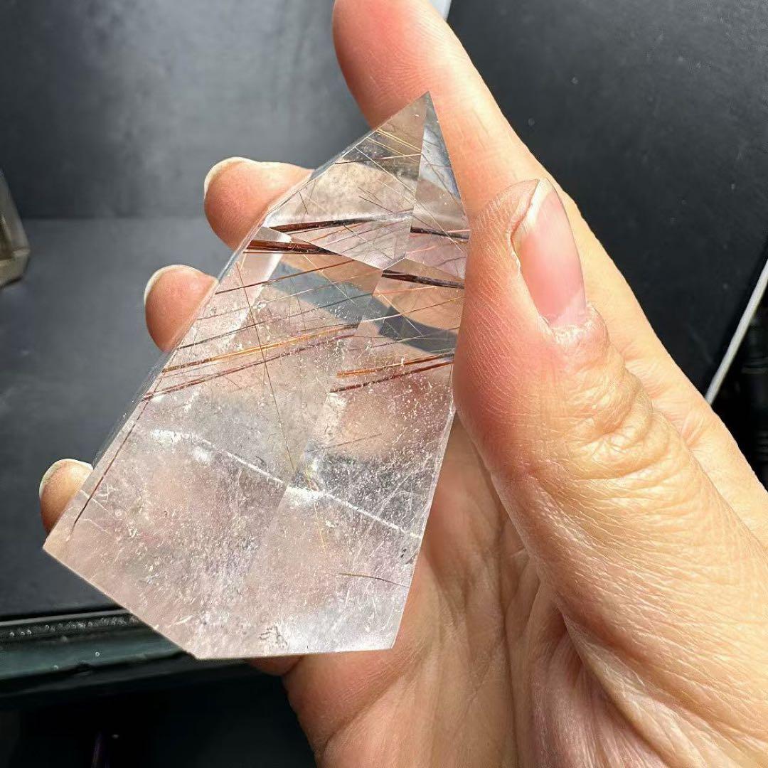 天然石ルチルクォーツのポイント　置物G.541