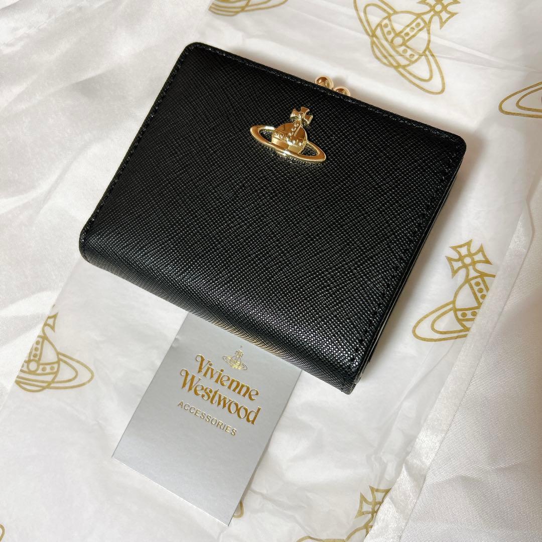 Vivienne Westwood ブラック二つ折り財布　がま口