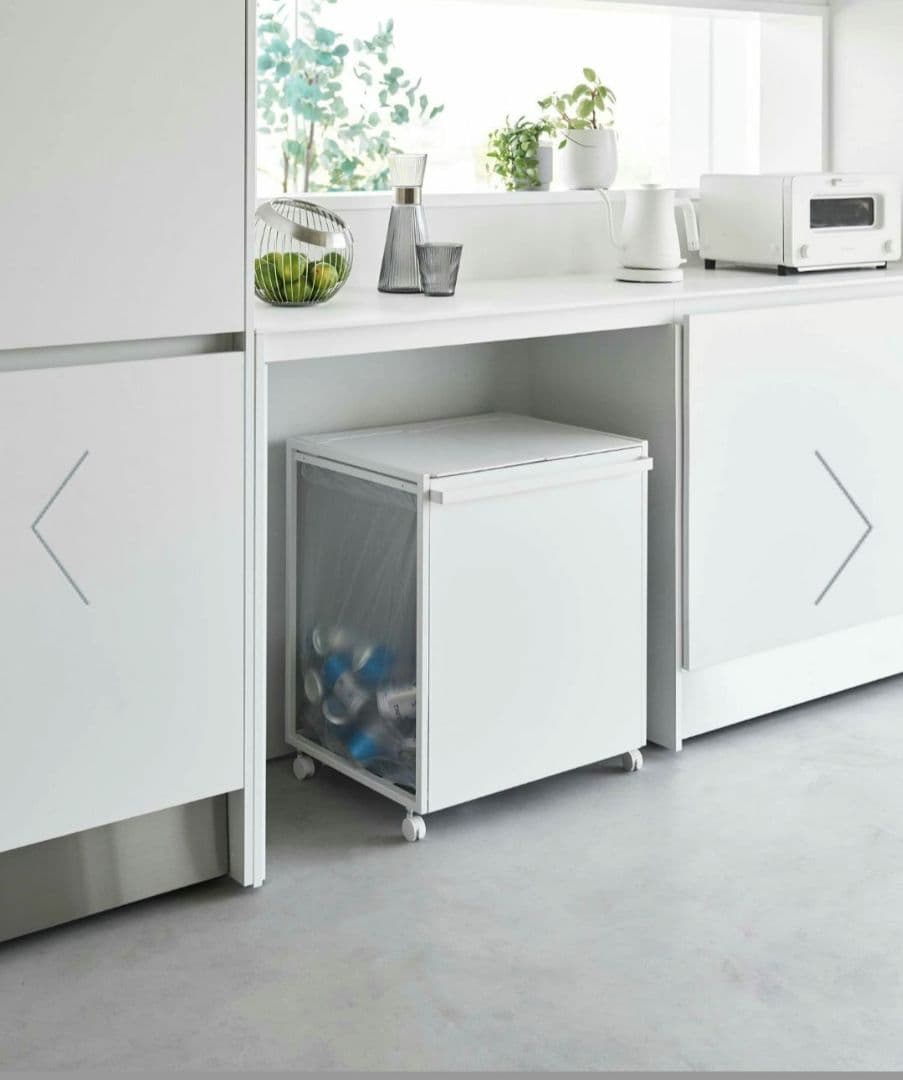 山崎実業(Yamazaki) 蓋付き 目隠し 分別 ダストワゴン3分別 ホワイト