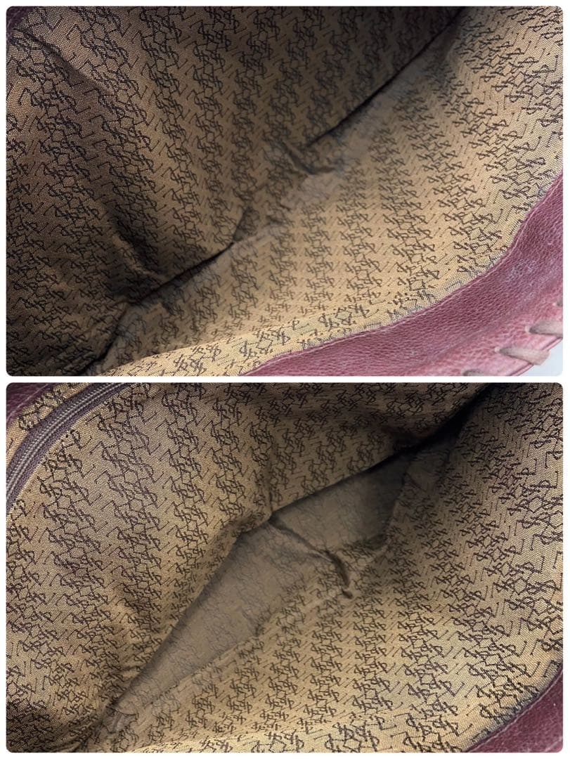 YSL トートバッグ 編み込み レザー ボルドー 肩掛け A4 レディース