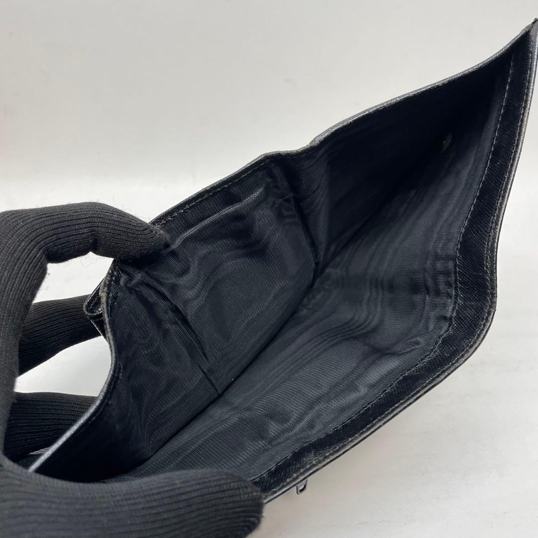 2866 PRADA プラダ 三つ折り財布 ブラック トライアングルロゴ