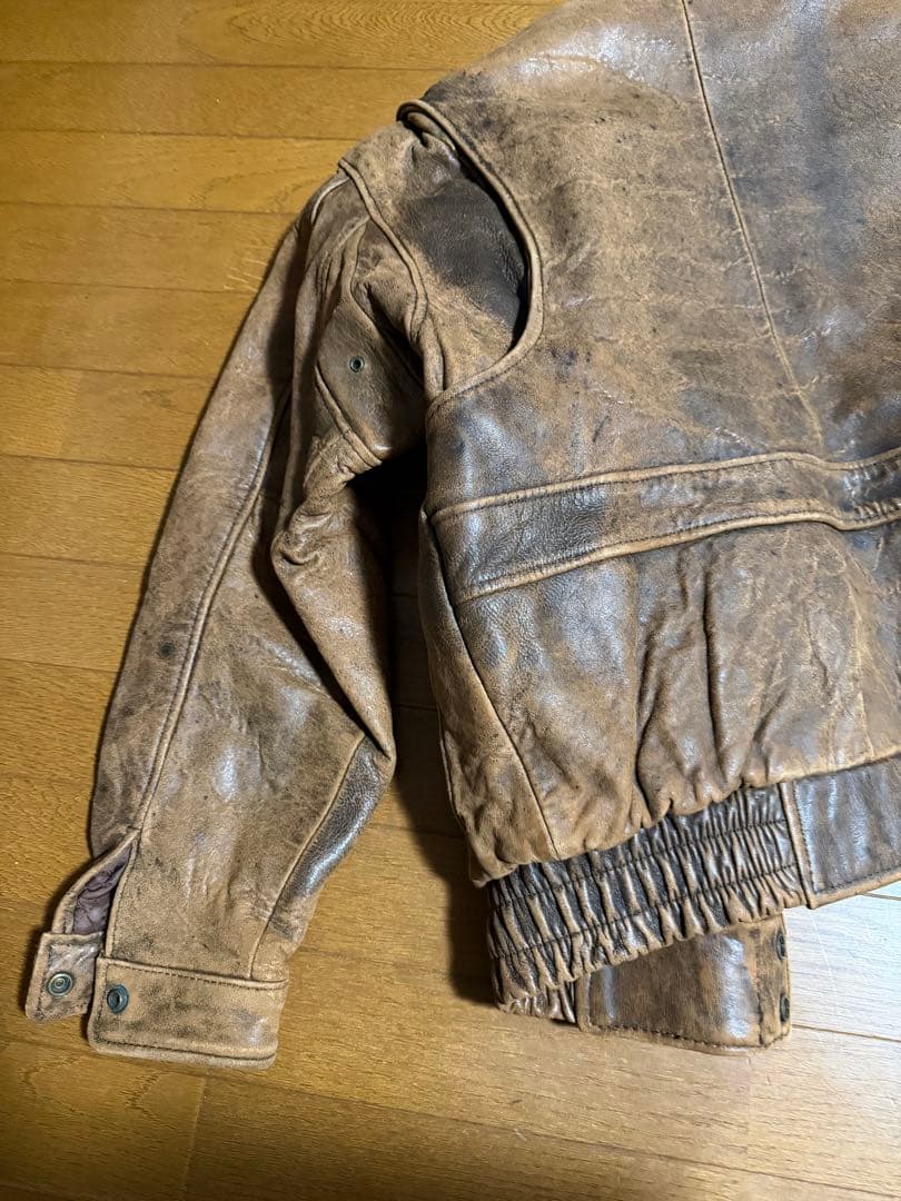 90's A-2 フライト レザージャケット ブルゾン 本革 ショート丈 羊