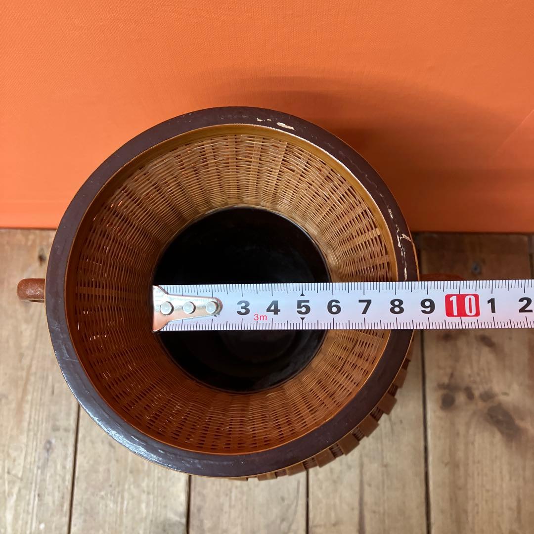 C-壁 竹編み 花瓶 花器 壺 中国美術 伝統工芸 浙江工芸品 網代編み バンブ