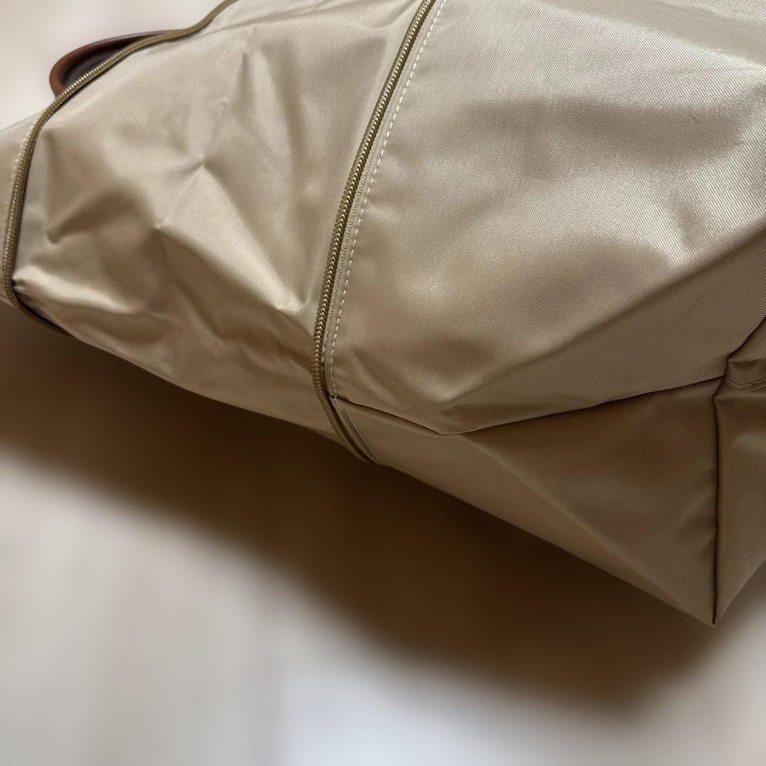 ロンシャンベージュ ナイロンレザーボストンバッグトラベルバッグショルダー付き