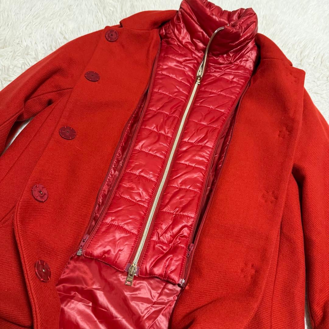 近年美品Lサイズ相当　ヘルノ　ロングコート　ライトダウン　レイヤード　レッド
