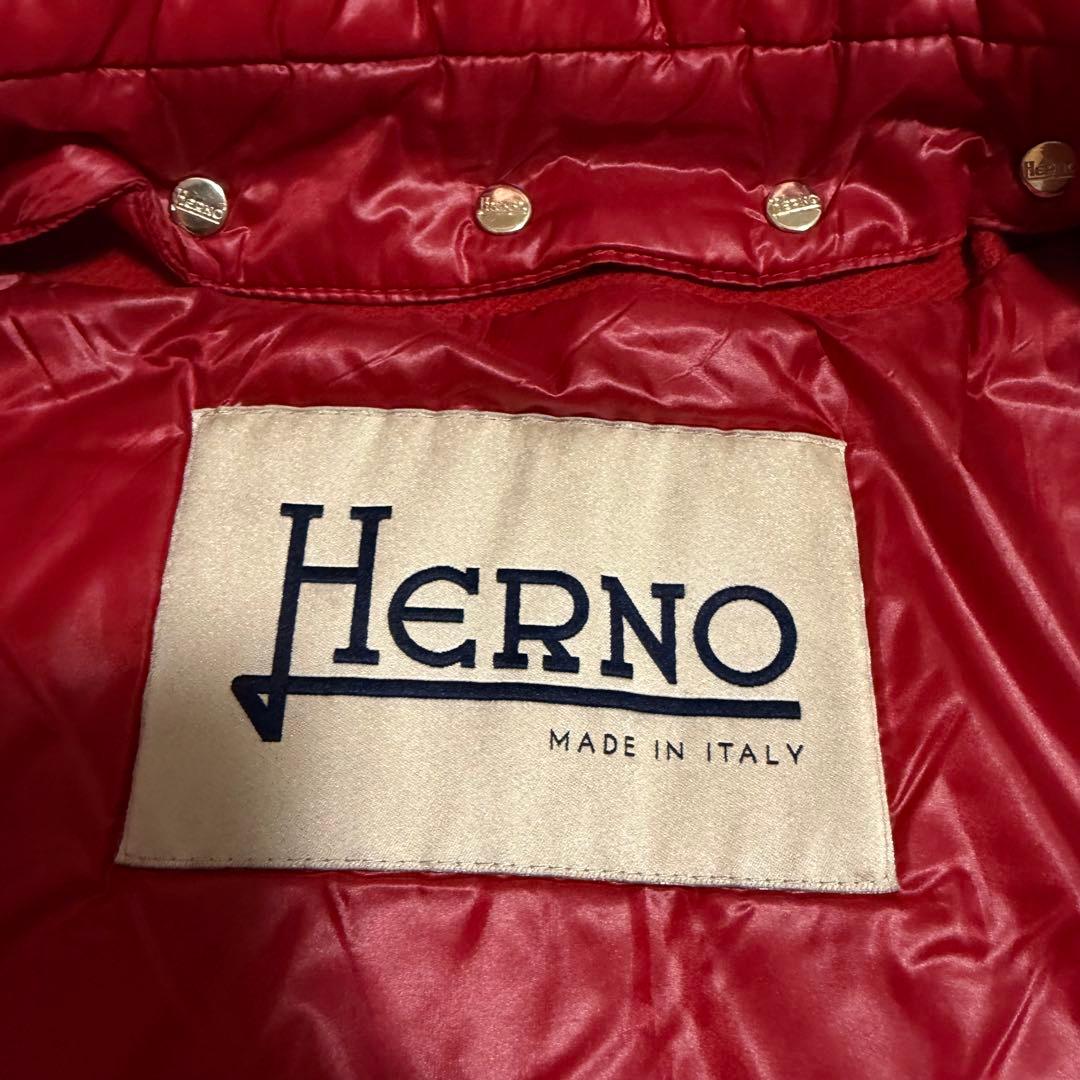 近年美品Lサイズ相当　ヘルノ　ロングコート　ライトダウン　レイヤード　レッド