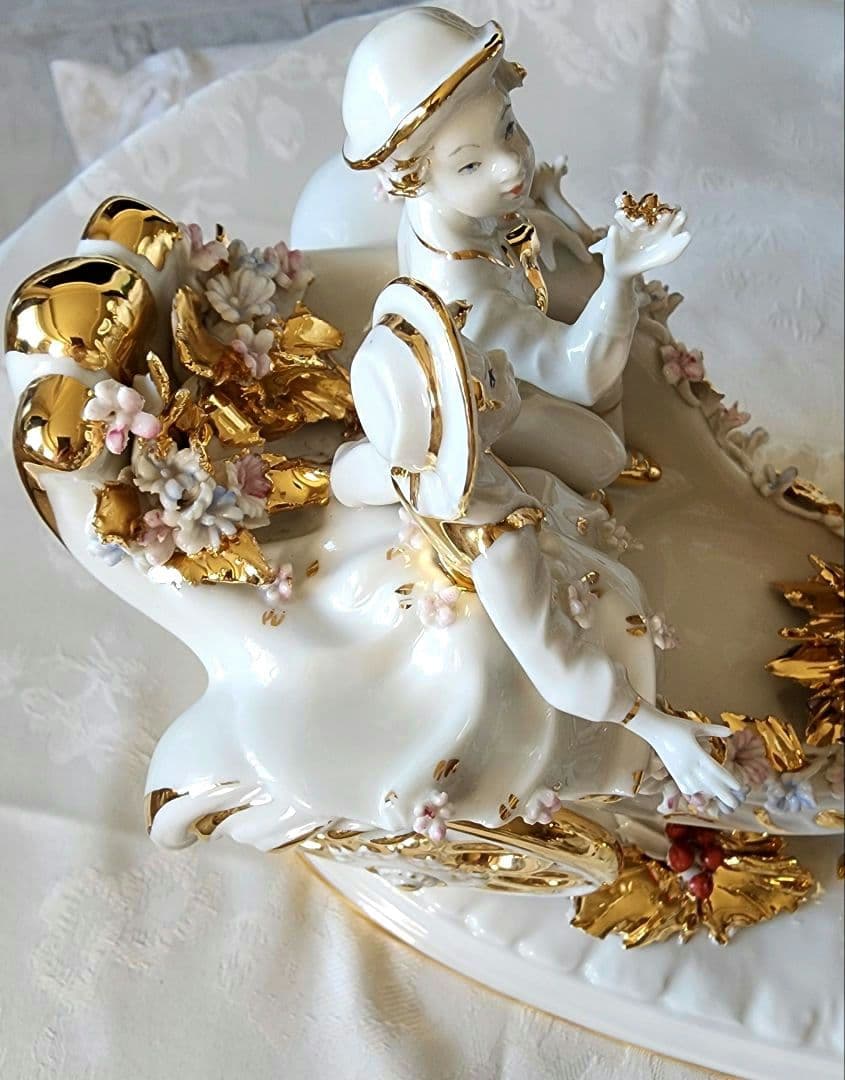 アンティーク イタリア カポデモンテ フィギュリン フィギュア リヤドロ 天使