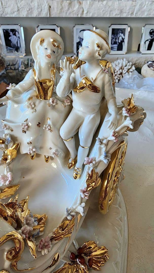 アンティーク イタリア カポデモンテ フィギュリン フィギュア リヤドロ 天使