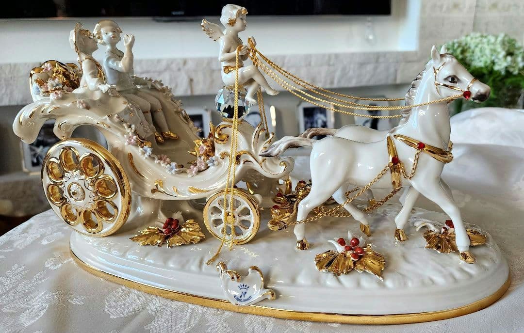 アンティーク イタリア カポデモンテ フィギュリン フィギュア リヤドロ 天使