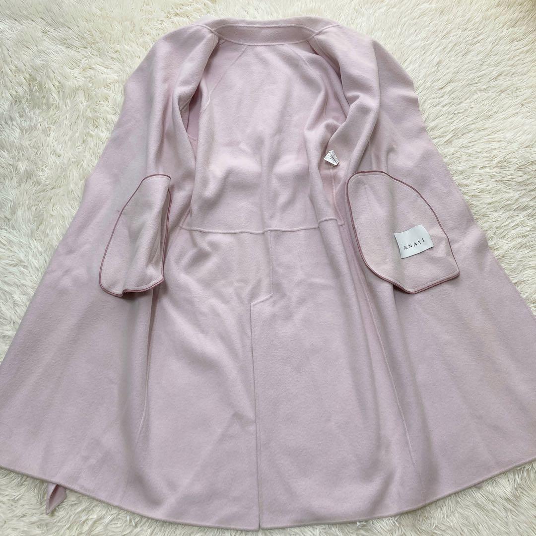 ANAYI アナイ リバーダブルコート ピンク 36 ベルト付 ロング
