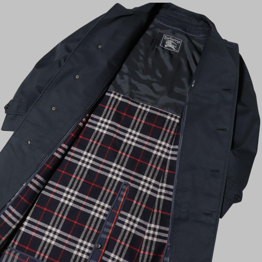 BURBERRY★ステンカラーコート★ノバチェック ライナー★ネイビー★90s