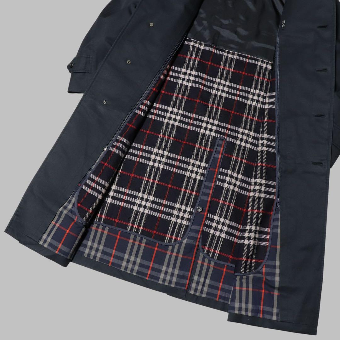 BURBERRY★ステンカラーコート★ノバチェック ライナー★ネイビー★90s