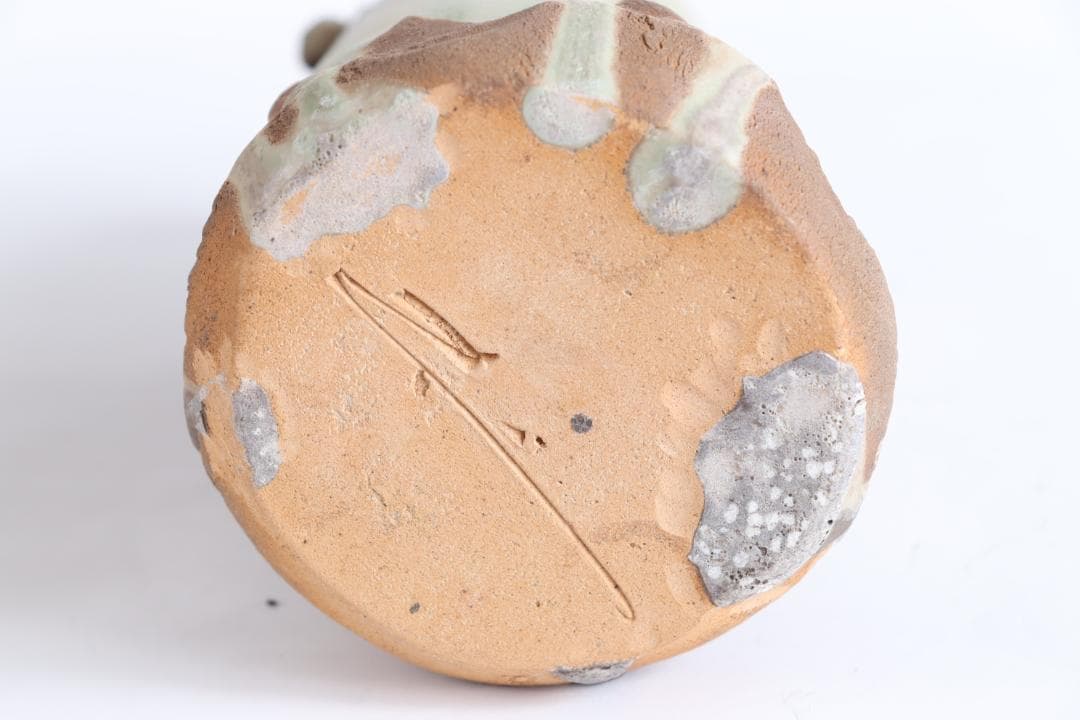 黄瀬戸 窯変耳付花入 山田勢児 共箱 花生け