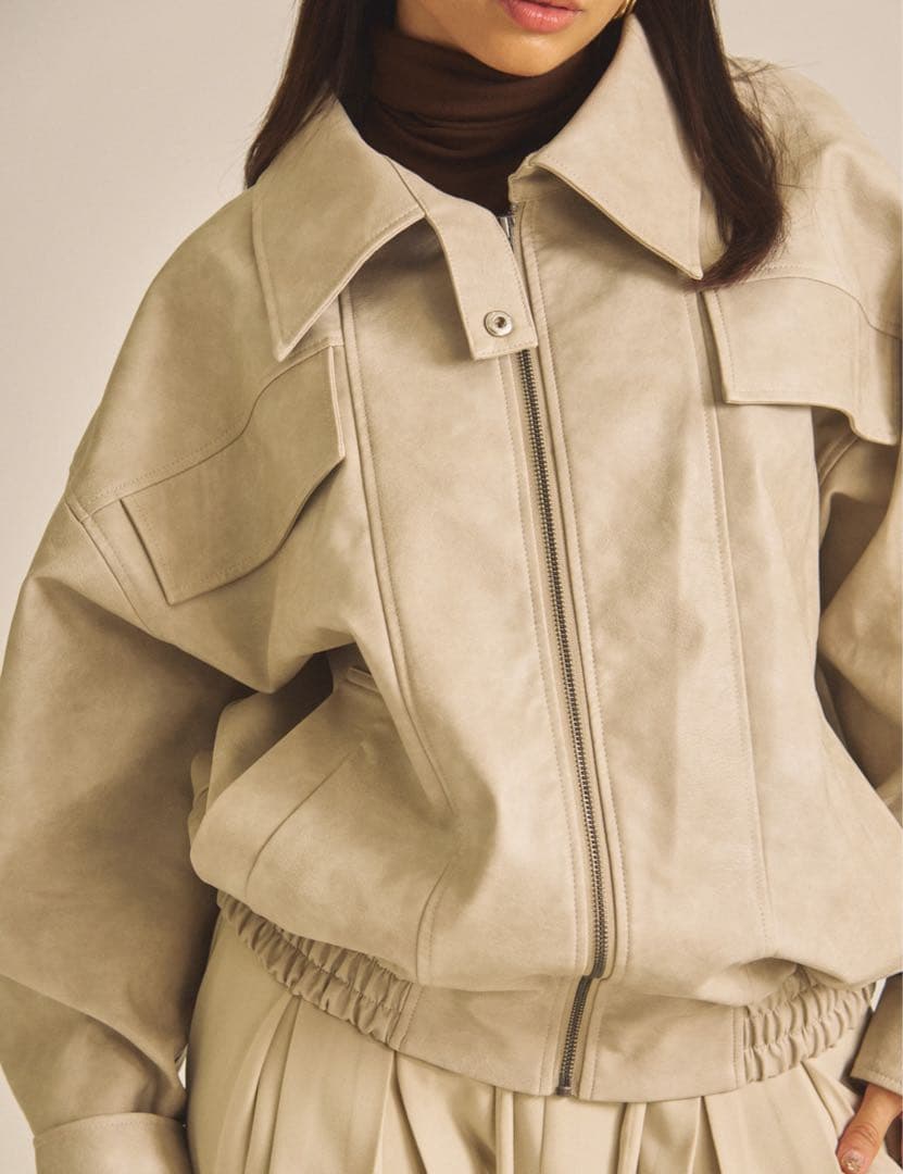 AMATERAS Vegan leather city jacket アイボリー