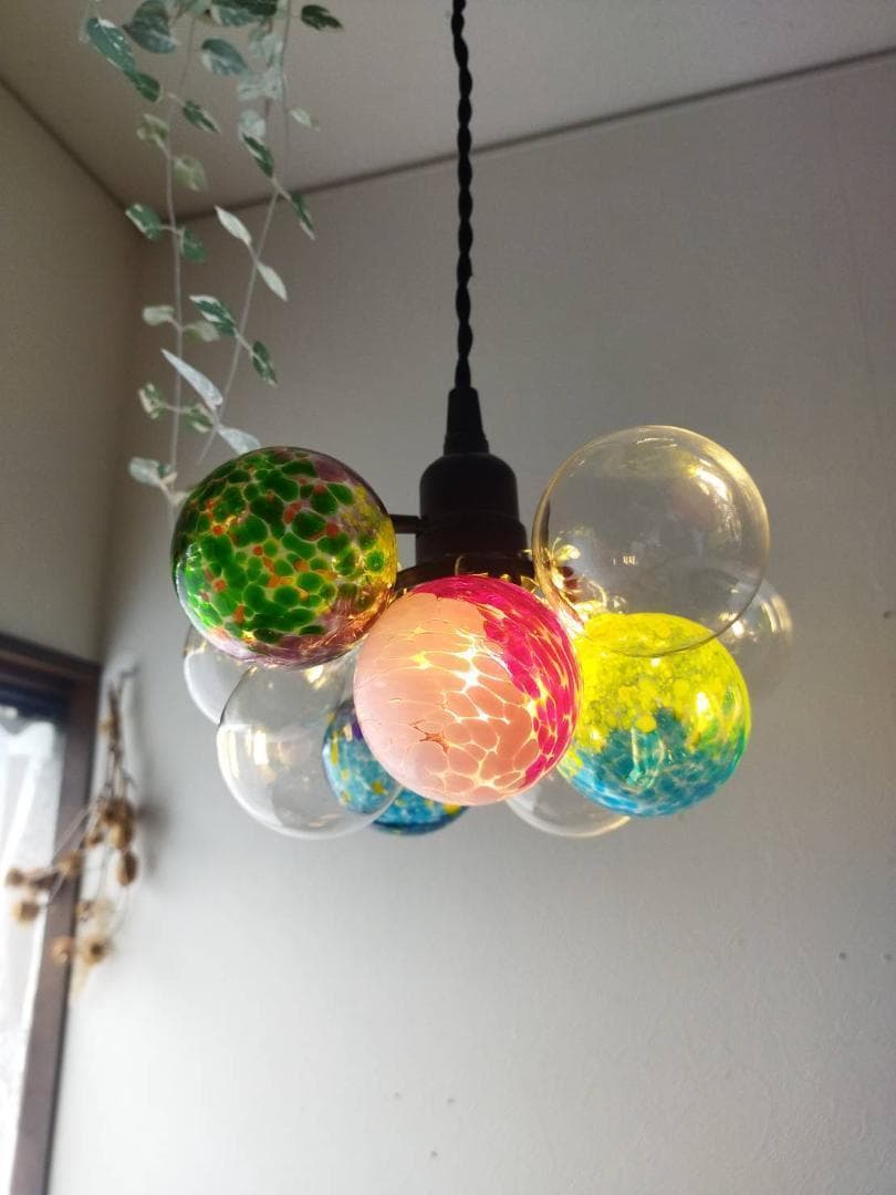 昭和レトロなバブルボールガラスペンダントライトアンティークペンダントランプ