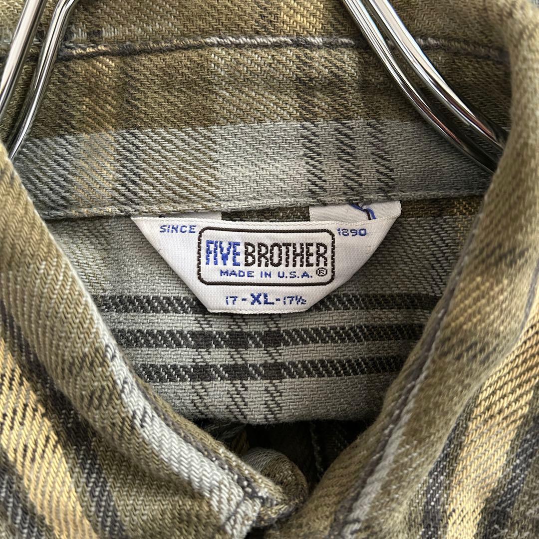 70-80s FIVE BROTHER USA製 フランネルシャツ XL