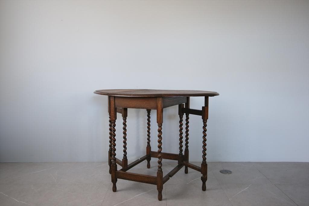 英国アンティーク木製ゲートレッグテーブル/ダイニング机バタフライ(91-122)