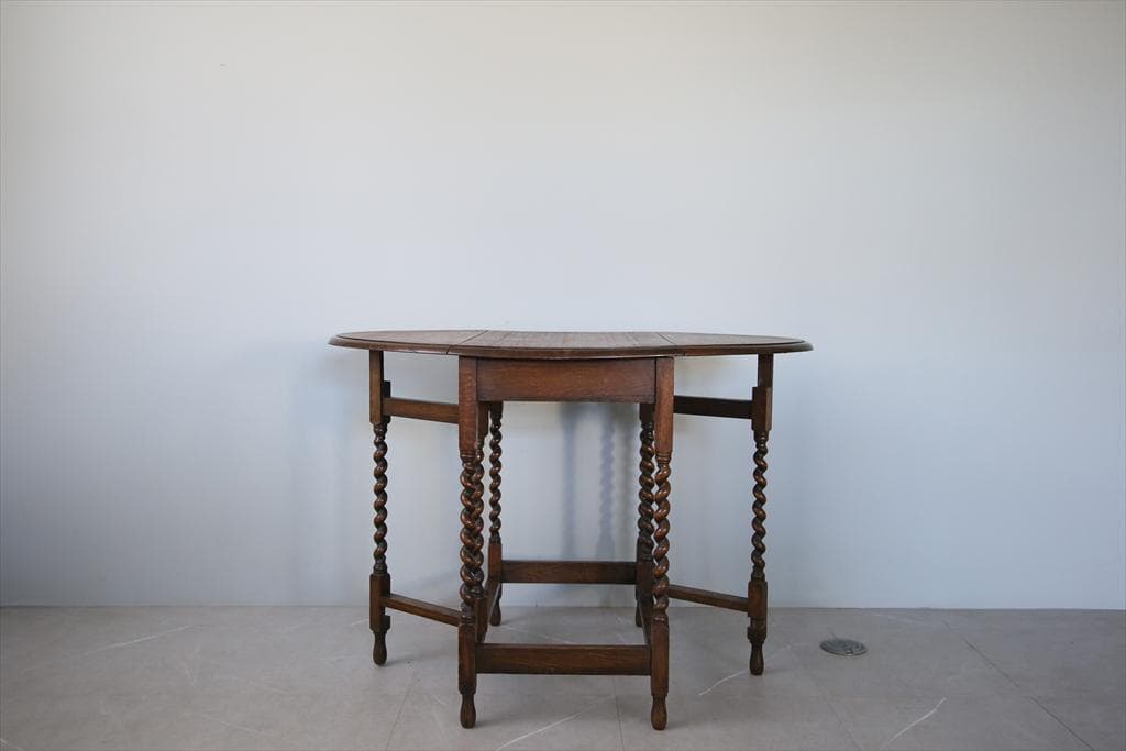 英国アンティーク木製ゲートレッグテーブル/ダイニング机バタフライ(91-122)