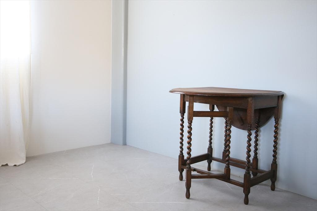 英国アンティーク木製ゲートレッグテーブル/ダイニング机バタフライ(91-122)