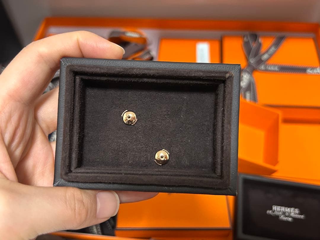 エルメス　ピアス　エクスリブリTPM ピンクゴールド美品