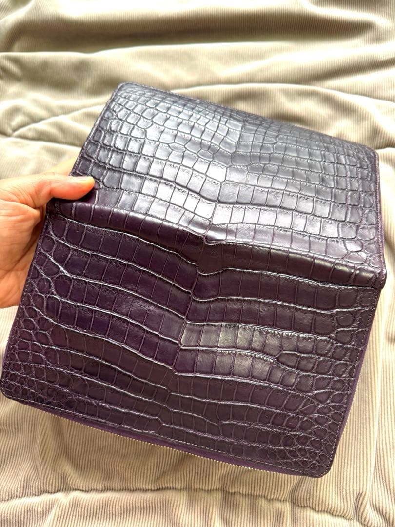 めちゃ贅沢！　クロコダイル　ポロサス　オーガナイザー　　パープルマット